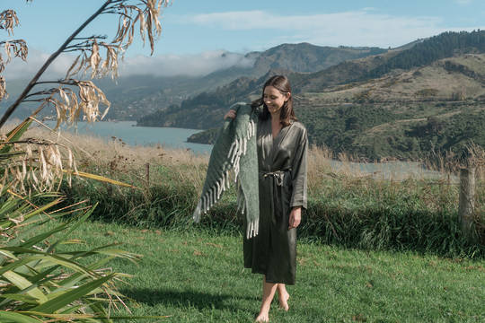 MM Linen - New Zealand Wool Throw - Olive